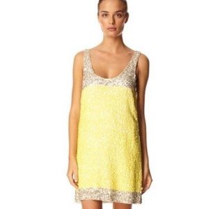 French Connection yellow sequin dress